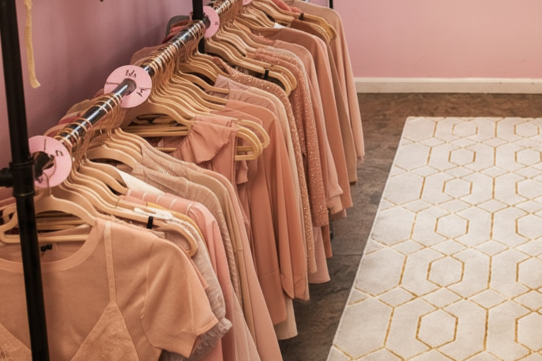 Pink and Gold Boutique Clothing Rack