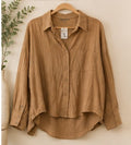 Tan Textured Button-Up