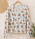White Floral Long-Sleeve Top and Shorts